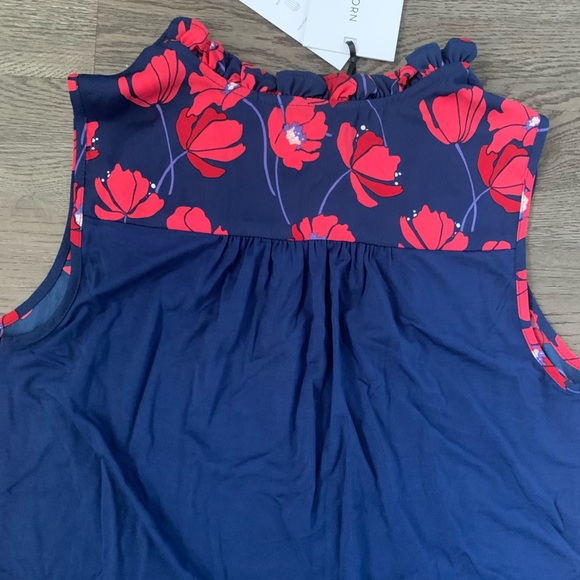 41 Hawthorn Orlee Mixed Material Sleeveless Ruffle Neck Top Size XSP - Navy NWT - Picture 7 of 11